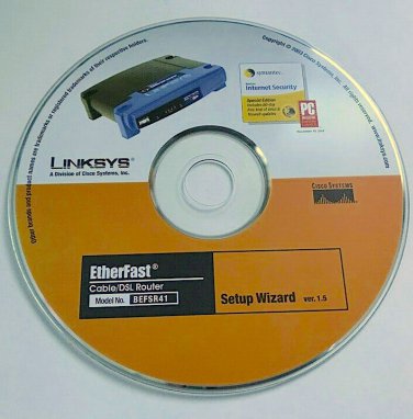 OEM Linksys 2003 Setup Wizard Ver. 1.5 Cable DSL Model No. BEFSR41