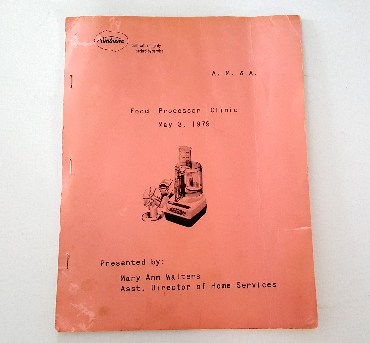 1979 AM&A's Sunbeam Food Processor Clinic Recipe Booklet