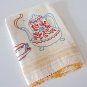 Vintage Hand Crochet Embroidered Linen Teapot Tea Towel