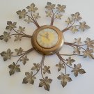 Vintage Brass United Starburst Leaf Electric Wall Clock Model 20