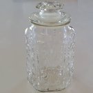 Vintage Imperial Glass Atterbury Scroll Clear Glass Hexagon Jar Canister with Lid