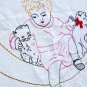 Vintage Hand Embroidered Children's Bed Coverlet / Bedspread 48" x 48"