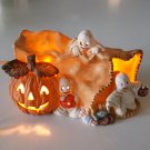 Vintage 1989 Brinn's Halloween Ceramic Trick or Treat Ghosts Pumpkin Night Light