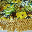 Vintage 70s Floral Round Tablecloth - Fringed - 62"