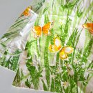 Vintage Curtains Pleated Drapes Butterfly Floral - 3 Panels