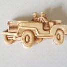 Vintage WW2 Celluloid Sweetheart Pin / Brooch Army Jeep