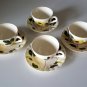 Vintage Blue Ridge Handpainted 2823 Yellow Nocturne Cup & Saucer Set of 4