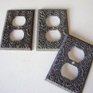Vintage Metal Scroll Single Electrical Outlet Plate Cover - Set of 3