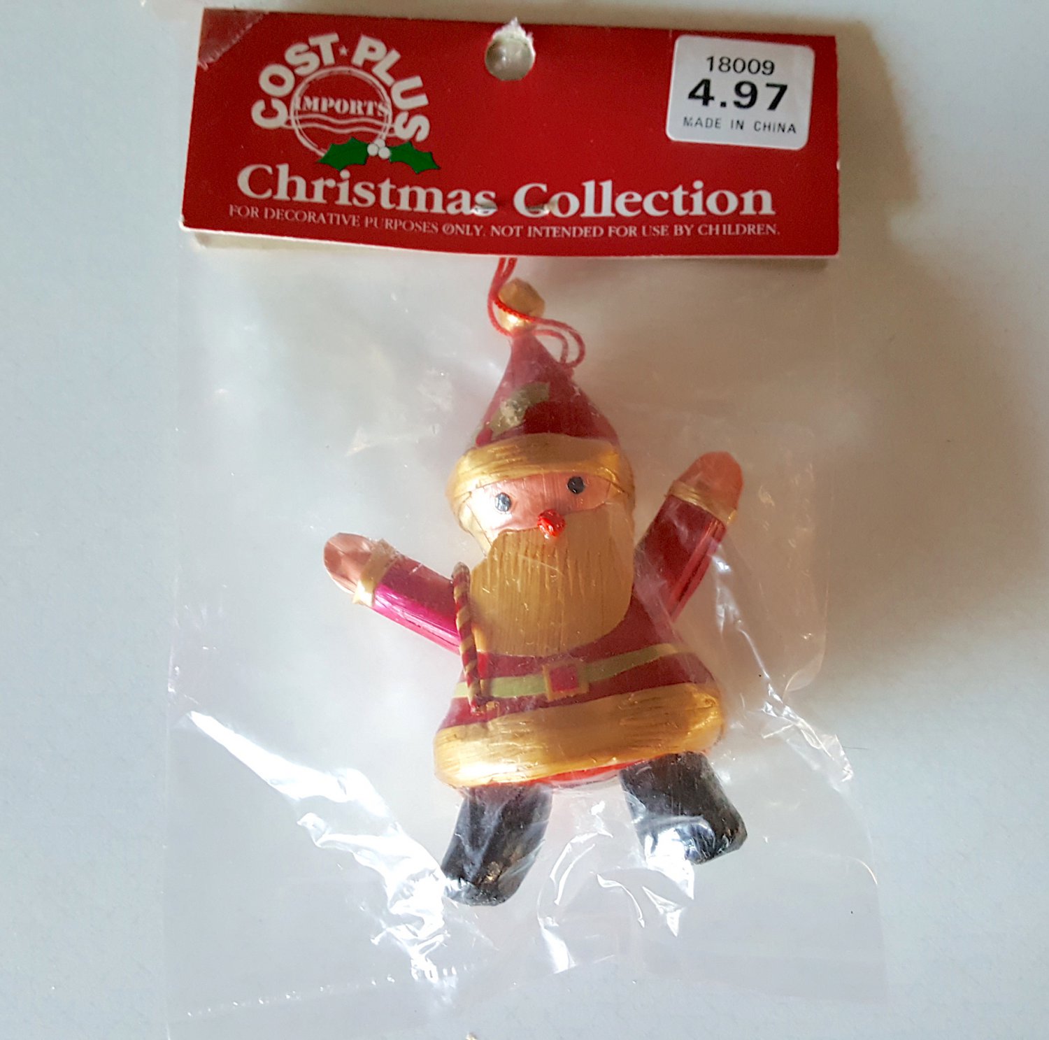 Vintage 1990 Cost Plus Imports Christmas Collection Ornaments Capiz Shell & Straw/Raffia NOS