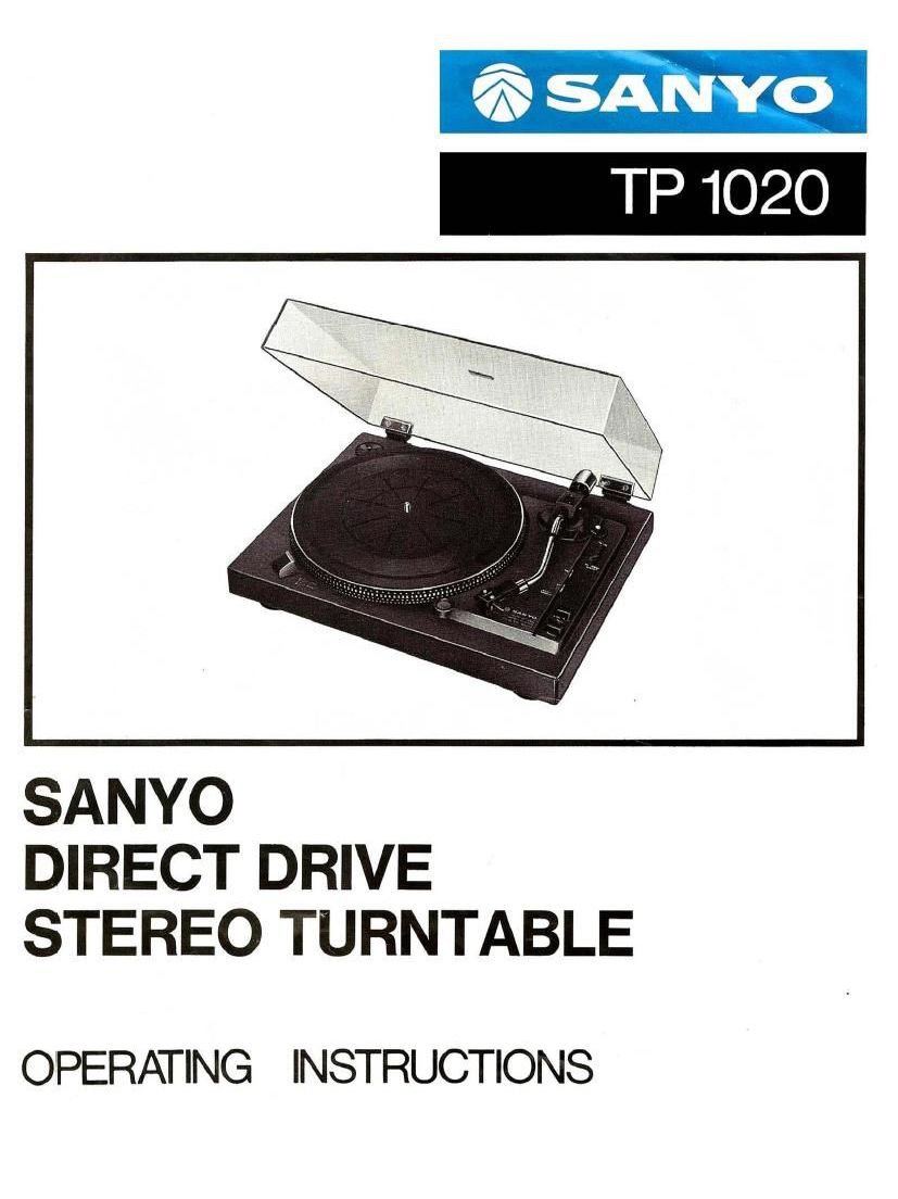 OEM Vintage Sanyo Direct Drive Stereo Turntable TP-1020 Operating Instructions