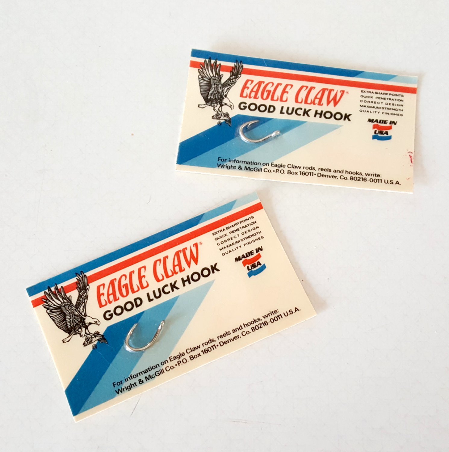 Vintage Eagle Claw Good Luck Hook - Set of 2