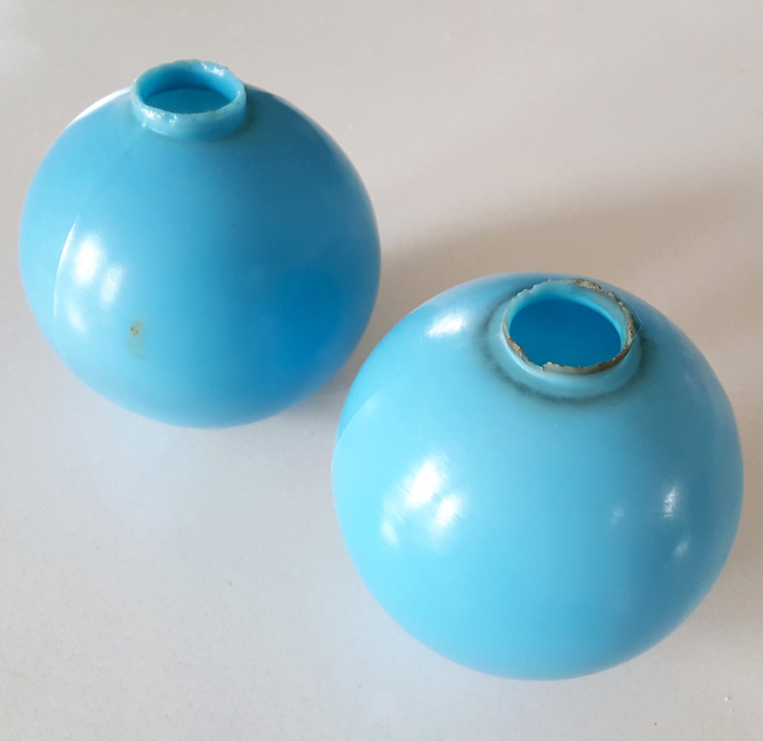 Antique Victorian Lightning Rod Weathervane Glass Ball Globe - Set of 2