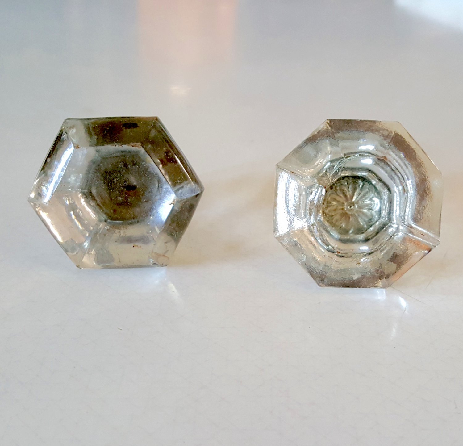 Antique Glass Knobs Hexagon & Octagon