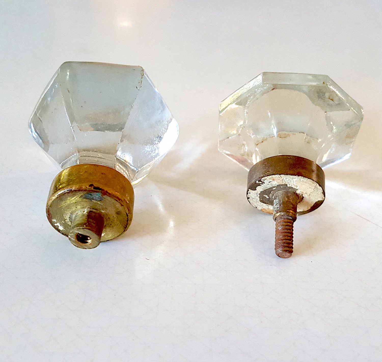 Antique Glass Knobs Hexagon & Octagon