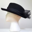Vintage 1980s Arlin Brim Womans Hat w/ Bow - Black