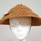 Vintage 1940s Women's Asian / Coolie Style Raffia Sun Hat