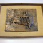 Vintage 1960-70s San Francisco Cable Car 3D Copper Wall Art with Burlap Frame