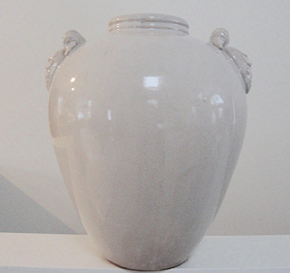 Three Hands Corp Large Vase 95199 Creamy White Glaze