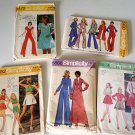 Vintage 1970s Junior / Misses Sewing Patterns Set of 5 - Cut and Uncut Factory Folds