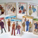 Vintage 1960-70s Men's Sewing Patterns Set of 9 - Cut and Uncut Factory Folds