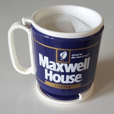 Vintage Maxwell House Coffee Travel Mug w/Lid - Sticker Locking Base