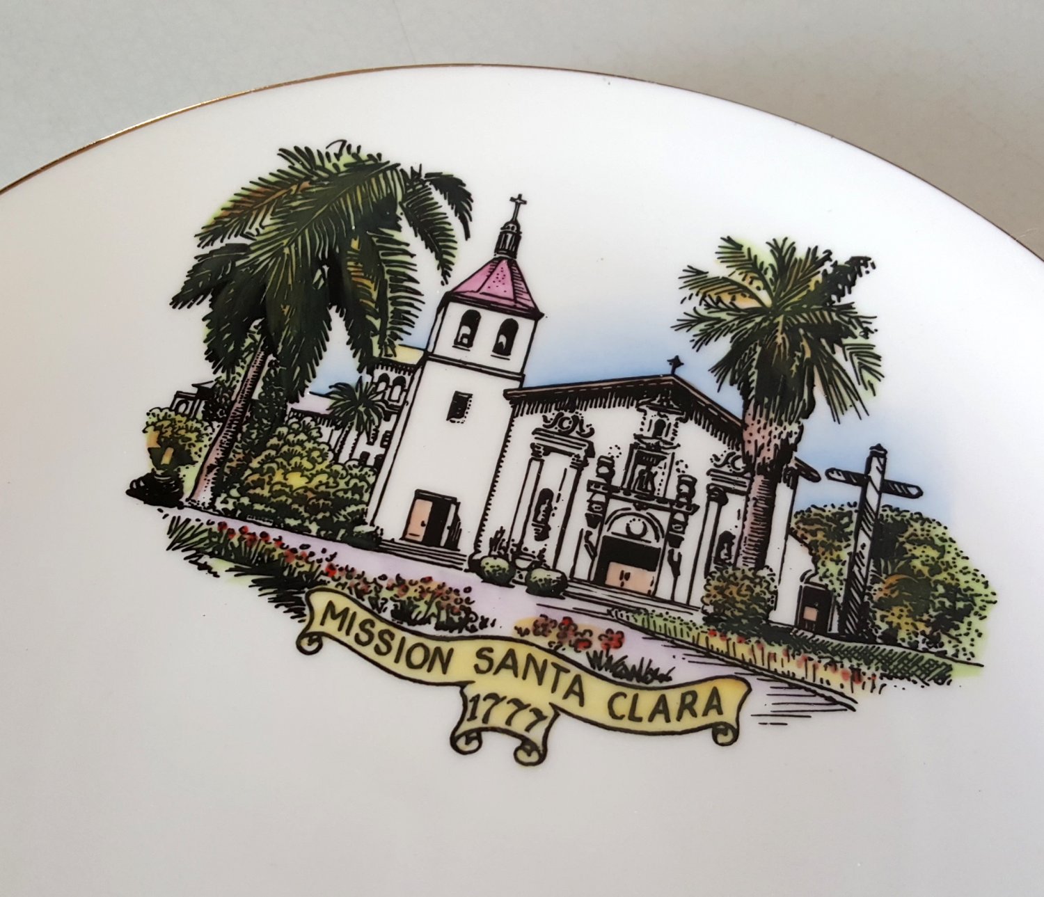 Vintage Souvenir Mission Santa Clara Kent Bone China Plate