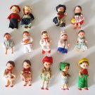 Vintage East Germany / Ari Biegepuppe 3” Rubber Dollhouse Dolls - Set of 14