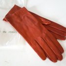 NOS Vintage Women's Silk Lined Russet Leather Gloves - Made in Italy  Size 7 1/2