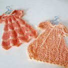 Vintage Crocheted Baby Doll Dress on Heart Hanger - set of 2