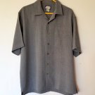 Vintage Porcini Men's 100% Silk Short Sleeve Button Down Shirt - Grey, L