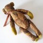 Vintage Handmade Button Jointed Teddy Bear Tapestry Fabric Doll