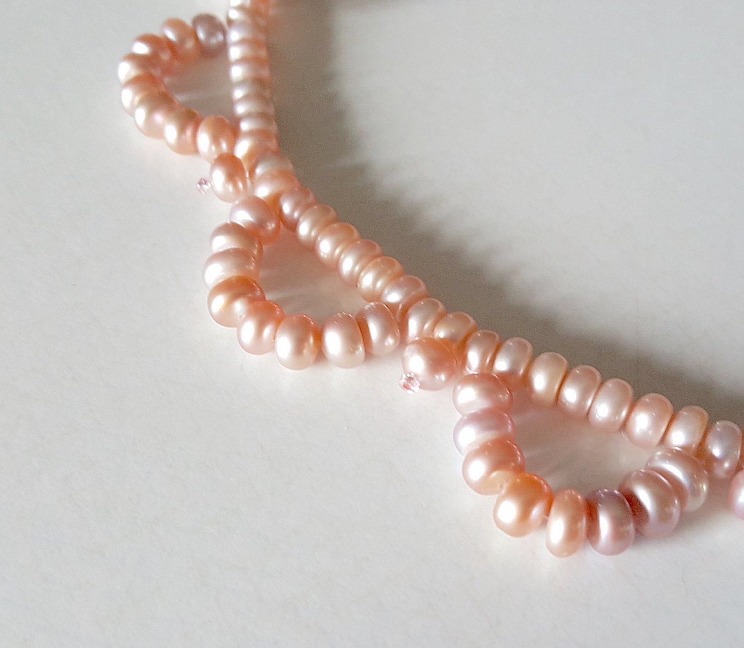 Vintage Faux Pink Pearl String Necklace