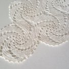 Vintage Handmade Crochet 17" Triangular Doily - White Cotton Spiraling Pinwheels