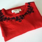 Vintage 1990s Outlander Red Knit Beaded Pullover Top - Size M