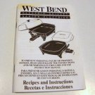 Vintage 1994 West Bend Electric Skillet Recipes Instruction Manual Booklet