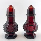 AVON Ruby Red Glass SALT Shaker 1876 CAPE COD Collection - Set of 2