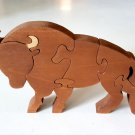 Vintage Handmade Wood Buffalo / Bison 6 pc. Puzzle