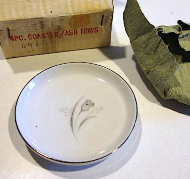 Creative Royal Elegance Fine China Japan 4 Pc. Coaster / Ashtrays MIB