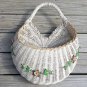 Antique Large Wicker Round Wall Pocket Basket w/ Applied Gesso Barbola Flowers