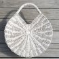 Antique Large Wicker Round Wall Pocket Basket w/ Applied Gesso Barbola Flowers