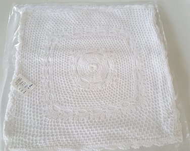Vintage NOS Cotton Crochet Throw Pillow Cushion Covers - White