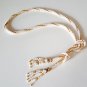 Vintage Plastic Beaded Pearlized Gold Seed Sautoir / Tassel Pendant Necklace