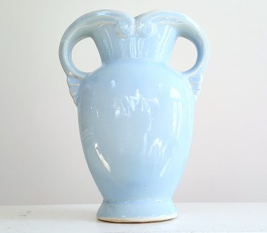 Vintage 1940s USA Light Blue Double Handled Vase