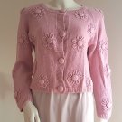 Vintage 1980s Hunter's Run Pink Crop Sweater Cardigan - Cotton/Ramie Vintage 1980s Hunter's Run Pink Crop Sweater Cardigan - Cotton/Ramie