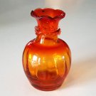 Vintage Pilgrim Glass Amberina Handblown Small Ribbed Melon Vase