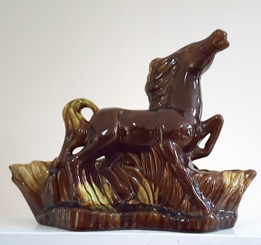 Vintage Beauceware Ceramic Horse TV Light Lamp / Planter circa 1950s