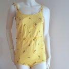 Vintage 1960s Catalina Yellow Embroidered One Piece Womens Swimsuit - Size 12