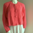 Vintage 80s Bravo Bright Fucsia Pink Lambswool Angora Ribbed Cardigan Sweater