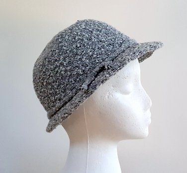 Vintage Grey Boucle Bowler Hat
