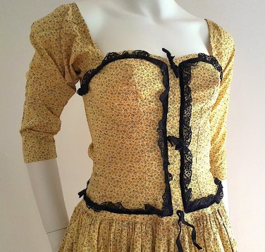 Vintage Yellow Floral Handmade Cottage Prairie Dress
